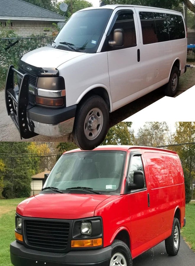 Lightronic واقي نافذة تهوية للسيارة من لايترونيك، شديد التحمل، يُلصق بشريط لاصق، يناسب سيارات شيفروليه إكسبريس وجي إم سي سافانا 1500، 2500، 3500 موديلات 1996-2025؛ وإكسبريس/سافانا 4500 موديلات 2009-2020، واقي من الأشعة فوق البنفسجية والمطر والرياح، لون دخاني، قطعتان - Image 3